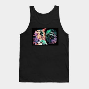 Futuristic Tech Cyberpunk Anime Girl Robot Tank Top